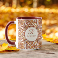 Bridesmaid gifts Terracotta Talavera monogram Mug