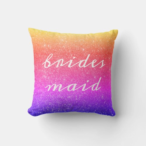 Bridesmaid Glittery Pink Ombre Gifts Decor Wedding Throw Pillow