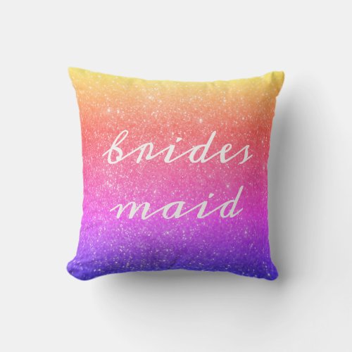 Bridesmaid Glittery Pink Ombre Wedding Gifts Favor Outdoor Pillow