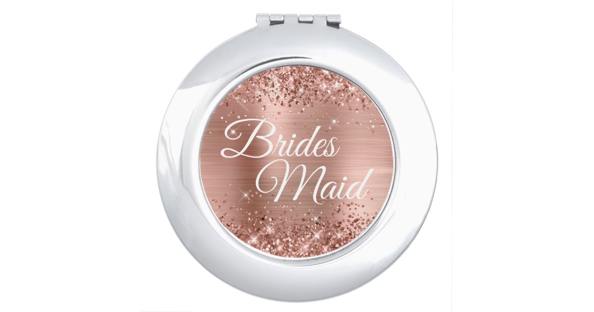 Personalised Rose Gold Compact Mirror Bridesmaid Gift Maid of 