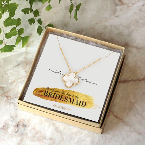 Bridesmaid Gold Blush Jewerly Necklace Display  Square Business Card