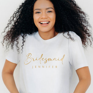 Bridesmaid Gold Custom Name Bachelorette T-Shirt