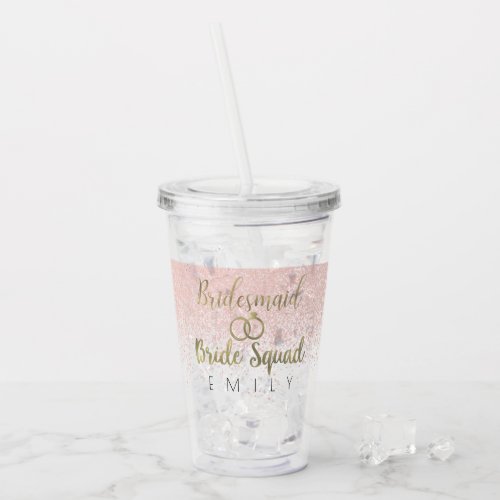 Bridesmaid Gold Ring Logo Wedding Bridal Shower Acrylic Tumbler