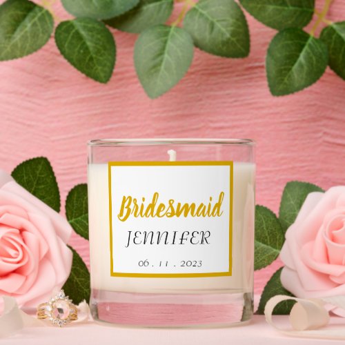 Bridesmaid Golden Yellow Stylized Name Scented Candle