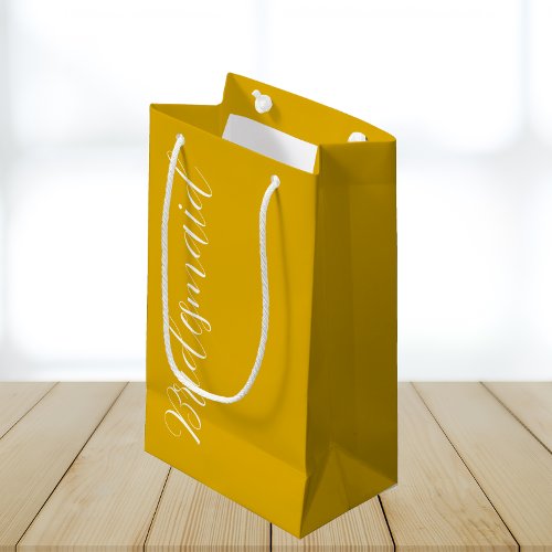 Bridesmaid Golden Yellow Stylized Script Small Gift Bag