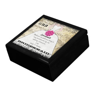 Bridesmaid Gown Bouquet Black Lacquer Jewelry Box