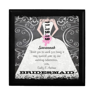 Bridesmaid Gown Bouquet Black Lacquer Jewelry Box