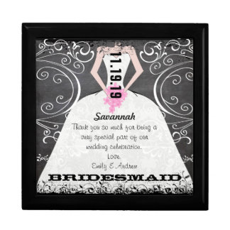 Bridesmaid Gown Bouquet Black Lacquer Jewelry Box