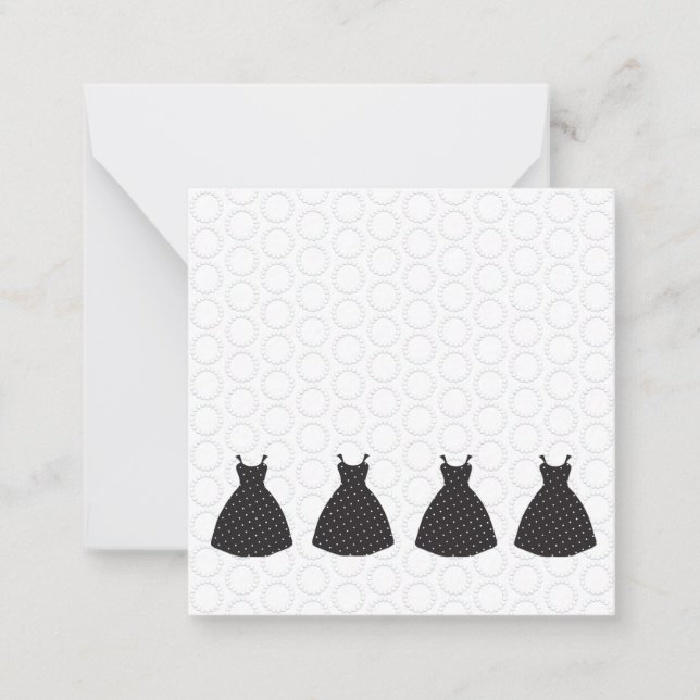 Bridesmaid Gown, Polka Dot Pattern Note Card (Front)