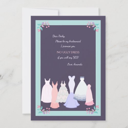Bridesmaid Gowns Bridesmaid Request Card