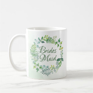 Bridesmaid Greenery Wreath Watercolor Coffee Mug