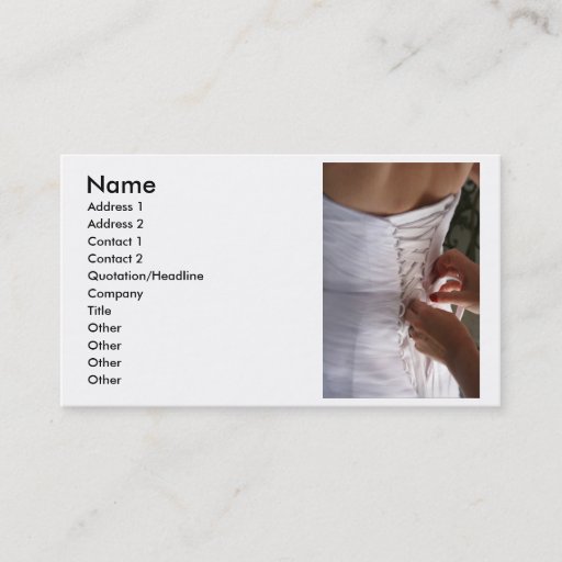 Customizable Bridesmaid hand lacing wedding dress photograph business cards