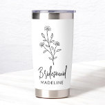 Bridesmaid Hand Scripted Name Floral Bachelorette Insulated Tumbler<br><div class="desc">Celebrate in style with our Name Hand Scripted Bachelorette Bridal Party Thermal Wine Tumbler. Featuring an elegant, personalized script design, this tumbler is perfect for keeping beverages at the ideal temperature during your bridal festivities. Crafted from high-quality, insulated materials, it’s as practical as it is chic. Ideal for bachelorette parties,...</div>