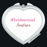 Bridesmaid hashtag light pink add name bride tribe compact mirror<br><div class="desc">girly design</div>