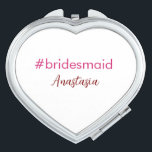 Bridesmaid hashtag light pink add name bride tribe compact mirror<br><div class="desc">girly design</div>