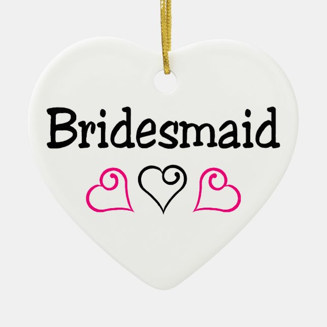 Bridesmaid Hearts Ceramic Ornament (Front)