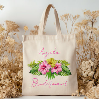Bridesmaid Hibiscus Flowers Personalized Bag