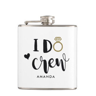 Bridesmaid I Do Crew Black and White  Flask