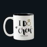Bridesmaid I Do Crew Black and White    Two-Tone Coffee Mug<br><div class="desc">Clever I Do Crew in a stylish trendy topography script,  with a gold ring and heart for your special bridesmaid team.  Easily customized with your name of choice,  and party on.</div>