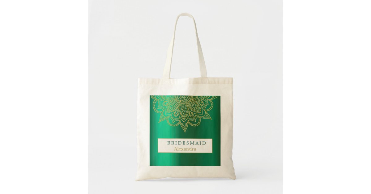 Gold & Greenery Bridal Party Tote Bags