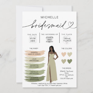 Bridesmaid Info Sage Color Palette Infographic Invitation