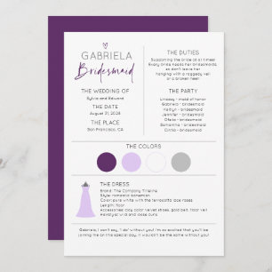 Bridesmaid Information and Proposal Card Template