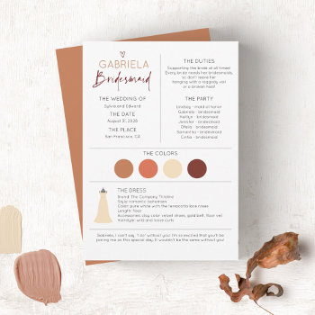 Bridesmaid Information And Proposal Card Template by lovelywow at Zazzle