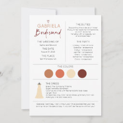 Bridesmaid Information and Proposal Card Template | Zazzle