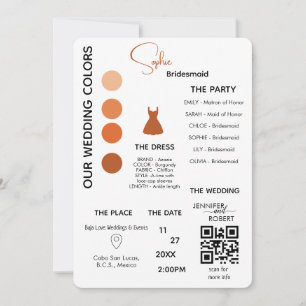 Bridesmaid Information Card َBurnt orange