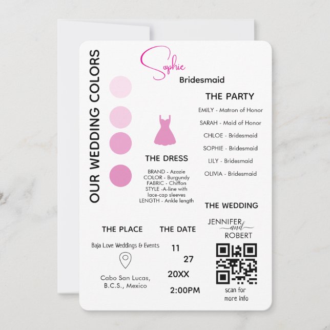 Bridesmaid Information Card | َQR Code  (Front)