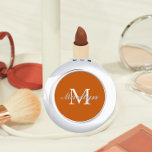 Bridesmaid Initial and Name Burnt Orange Compact Mirror<br><div class="desc">A personalized compact mirror for your wedding bridesmaid that has her initial and name on a trendy,  burnt orange color background. Edit to replace initial and name. Select your compact mirror style. Customize further to change font styles and sizes if desired.</div>