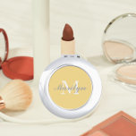 Bridesmaid Initial and Name Buttercup Yellow Compact Mirror<br><div class="desc">A personalized compact mirror for your wedding bridesmaid or maid of honor that has her initial and name on a trendy,  buttercup yellow color background. Edit to replace initial and name. Select your compact mirror style. Customize further to change font styles and sizes if desired.</div>
