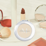 Bridesmaid Initial and Name Champagne Compact Mirror<br><div class="desc">A personalized compact mirror for your wedding bridesmaid or maid of honor that has her initial and name on a trendy,  champagne color background. Edit to replace initial and name. Select your compact mirror style. Customize further to change font styles and sizes if desired.</div>