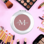 Bridesmaid Initial and Name Dusty Rose Compact Mirror<br><div class="desc">A personalized compact mirror for your wedding bridesmaid or maid of honor that has her initial and name on a trendy,  dusty rose color background. Edit to replace initial and name. Select your compact mirror style. Customize further to change font styles and sizes if desired.</div>