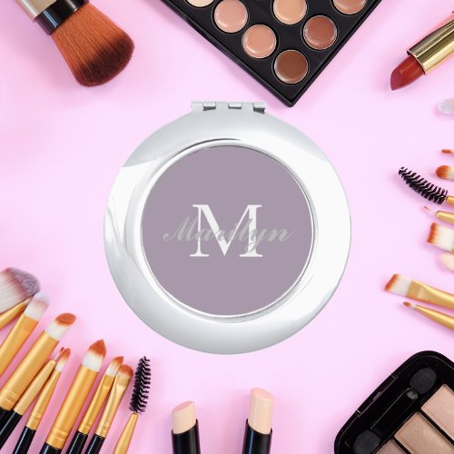 Bridesmaid Initial and Name Mauve Compact Mirror