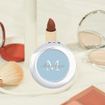 Bridesmaid Initial and Name Powder Blue Compact Mirror<br><div class="desc">A personalized compact mirror for your wedding bridesmaid or maid of honor that has her initial and name on a trendy,  powder blue color background. Edit to replace initial and name. Select your compact mirror style. Customize further to change font styles and sizes if desired.</div>