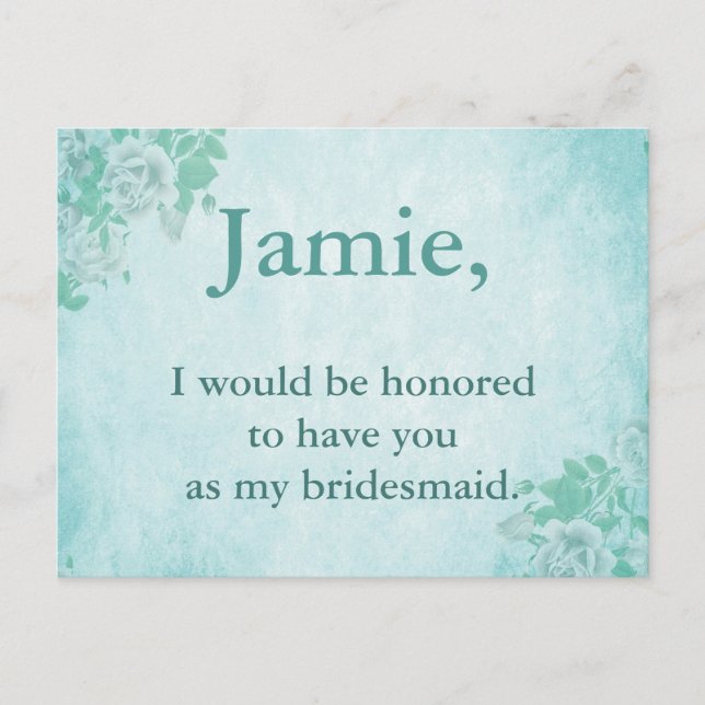 Bridesmaid Invitation Blue floral (Front)