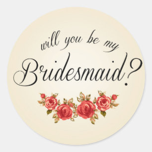 Bridesmaid Invitation Classic Round Sticker