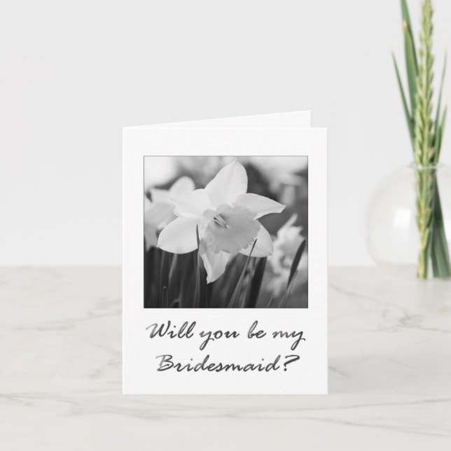 bridesmaid invitation daffodil black & white (Front)