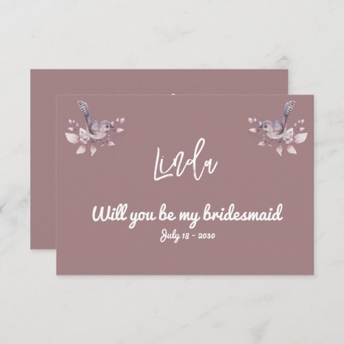 Bridesmaid Invitation Dusty Burgundy Watercolor 