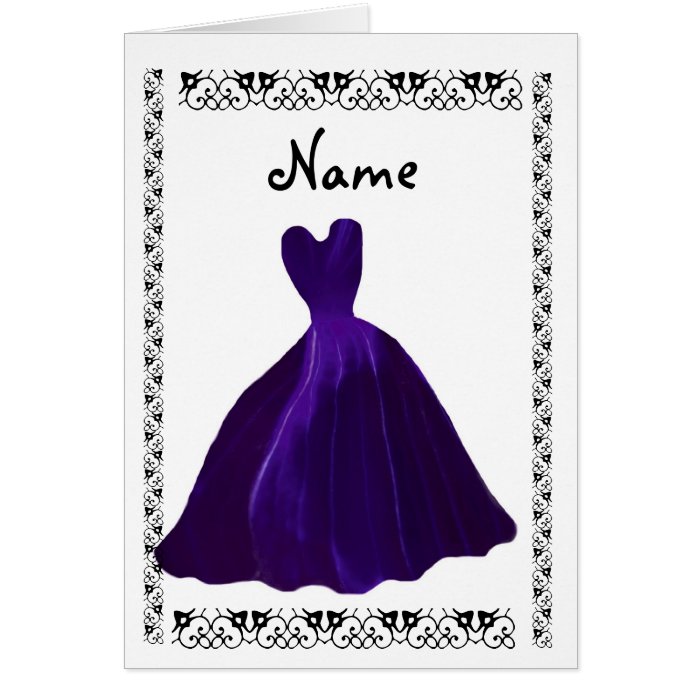 BRIDESMAID Invitation   ROYAL PURPLE Leaf Gown Card