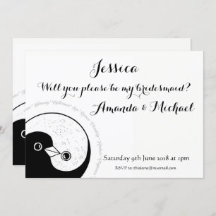 BRIDESMAID INVITE b/w doves customizable