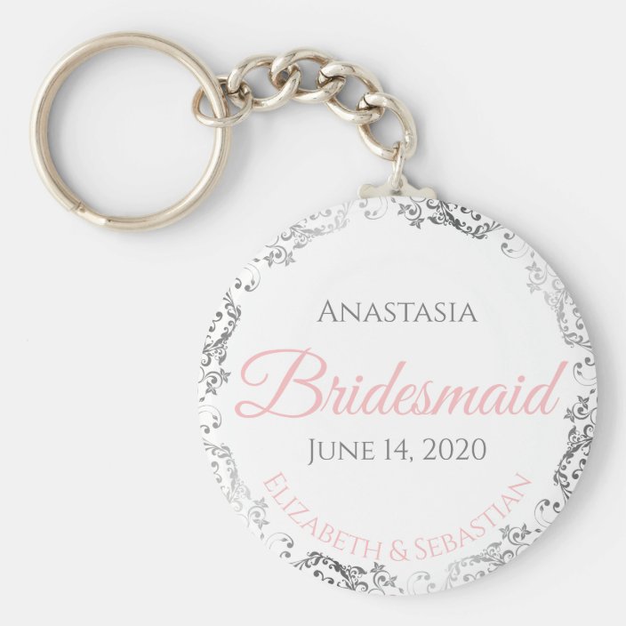 Bridesmaid Keychain Wedding Gift Pink 