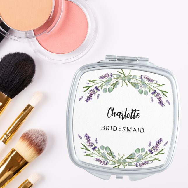 Bridesmaid lavender florals eucalyptus compact mirror (Creator Uploaded)