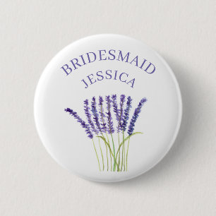 Bridesmaid Lavender Herb watercolor purple floral Button