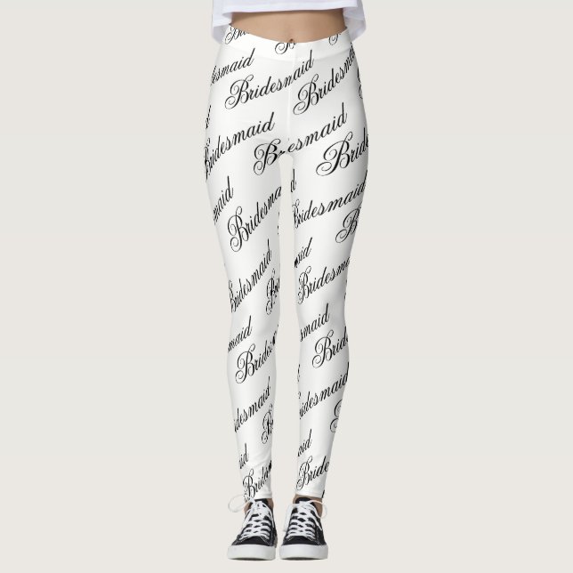 Bridesmaid Leggings - White and Black (Front)