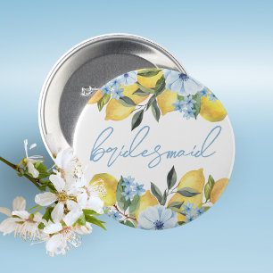 Bridesmaid Lemon Bridal Shower Pin on Button