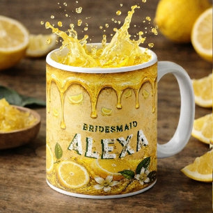 Bridesmaid Lemon Wedding Favor Retro Typography Coffee Mug