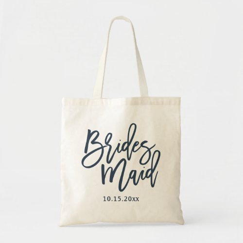 Bridesmaid Lettering Script Navy Blue Tote Bag