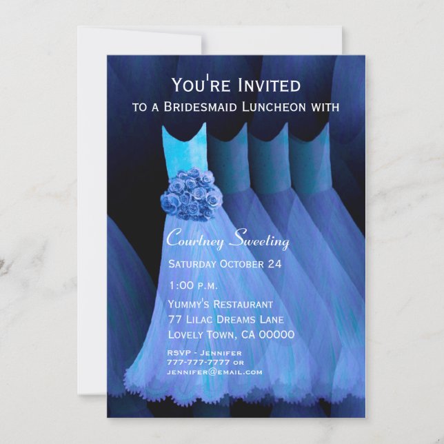 Bridesmaid Luncheon Blue Dresses V11 Invitation (Front)